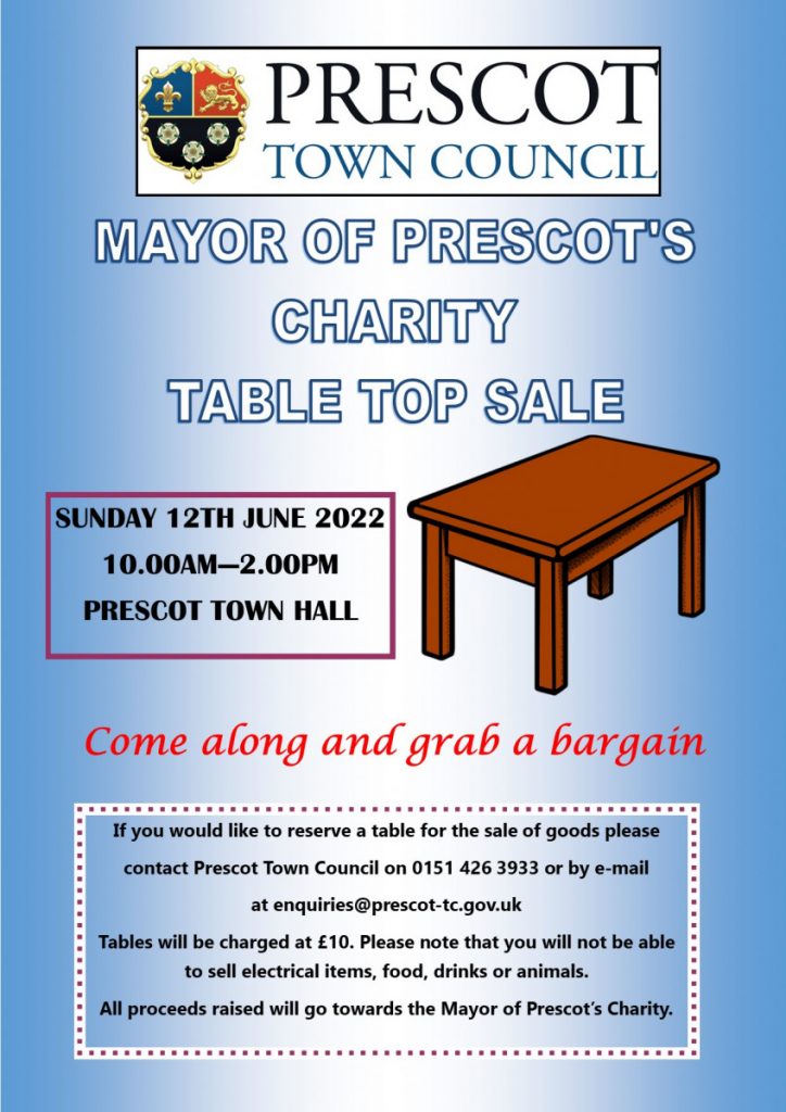 Mayor of Prescot's Charity Table Top Sale